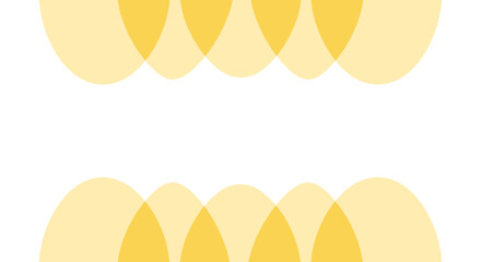 Overlapping yellow ovals arranged symmetrically on a white backdrop create an abstract design element