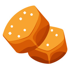 Sweet toffee food vector icon on white background.