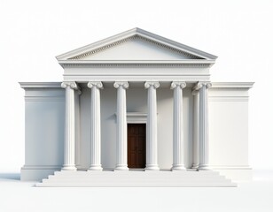 Obraz premium Classical White Building with Ionic Columns on White Background