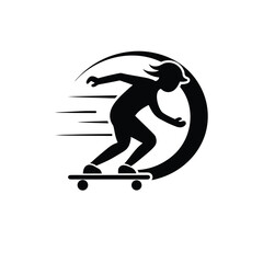 Fototapeta premium Black vector silhouette illustration of a person jumping on a skateboard