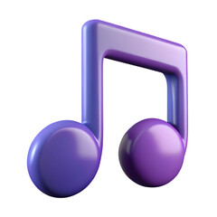 Purple musical note symbol isolated on transparent background