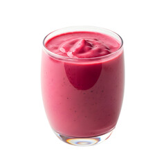 Vibrant Pink Smoothie in Glass Cup.