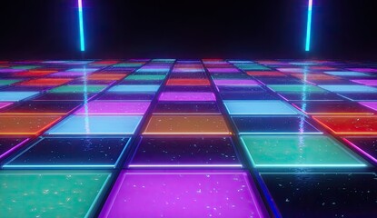 Neon-lit dance floor