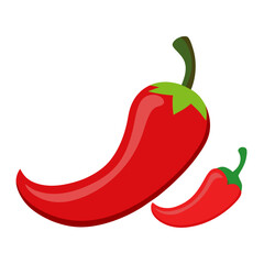 Red hot chili pepper food vector icon on white background.