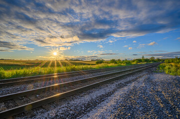 Summer Sunset Over the Tracks in Burlington, Ontario