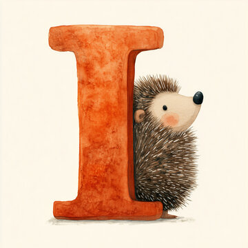 Buchstabe I mit Igel &ndash; Kinderalphabet mit Tier

