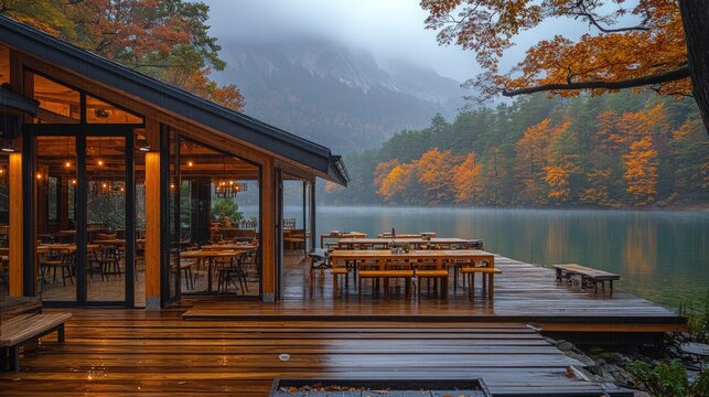 Lakeside Restaurant in Autumn