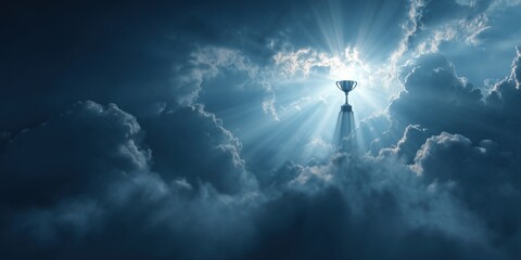 Fototapeta premium Illuminating triumphs trophy eclipsing clouds inspirational scene celestial atmosphere dramatic perspective