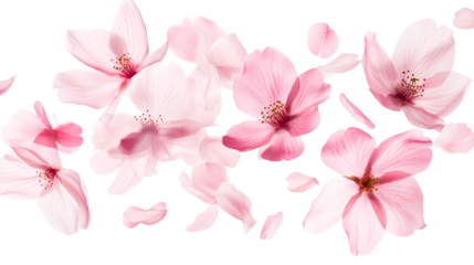 Close up of pale pink flower strip isolated on transparent background