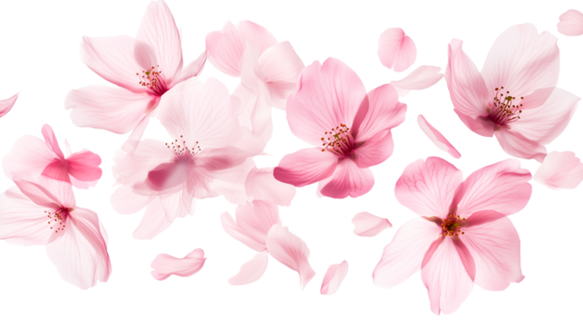 Close up of pale pink flower strip isolated on transparent background - Powered by Adobe