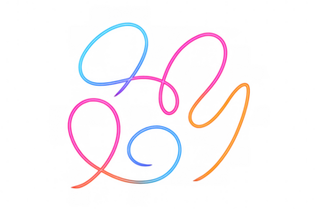 Neon light strokes blending pink, blue, orange creating dynamic abstract shapes on transparent backdrop, ideal for graphic design projects