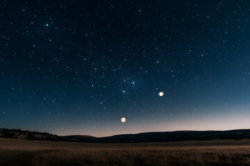 Naklejka premium a field with a few stars in the sky