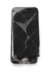 Crushed smartphone with broken screen