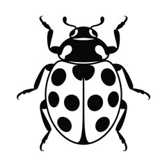 Black and white silhouette of a ladybug with dots