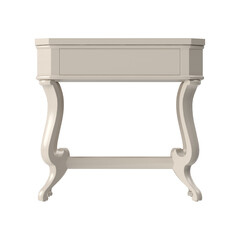 Classic cream white side table, front view, 3D render isolated on transparent background.