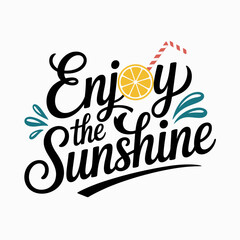 Bright enjoy the sunshine letter art with popsicles and star accents, fun for tshirt branding or vibrant holiday printable   © RA Studio