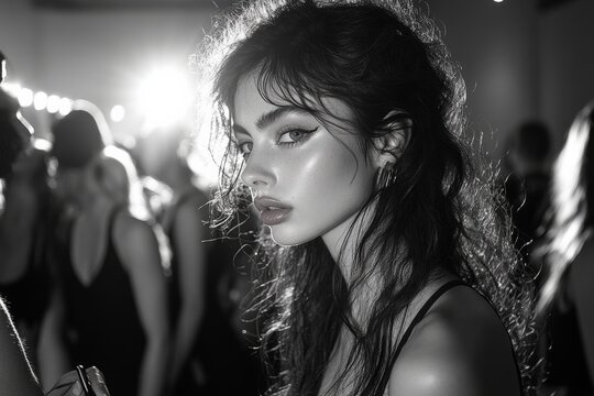 Fashion show - designers tweaking last minute details. Generative AI - Powered by Adobe