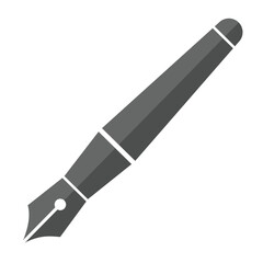 Fountain pen vector icon. Fountain pen concept from education collection silhouette symbol website graphic design. Writing pen icon, element sign symbol isolated on white background.