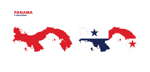 panama flag and map set. panama flag in official colors and proportions., map