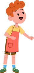 Cheerful Boy in Apron