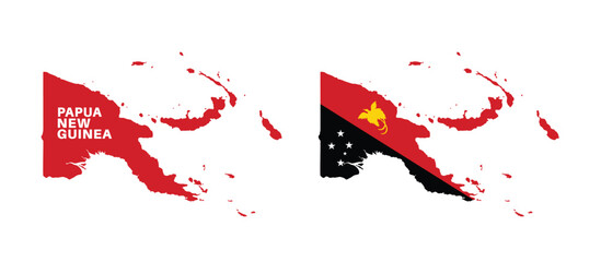 papua new guinea flag and map set. papua new guinea flag in official colors and proportions., map