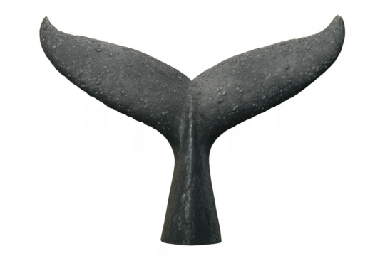 Large whale tail emerging from transparent background - Powered by Adobe