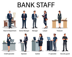 Bank Staff Professional Team Illustration