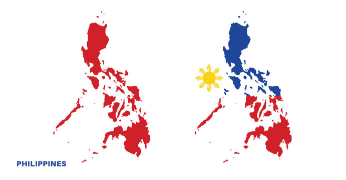 philippines flag and map set. philippines flag in official colors and proportions., map