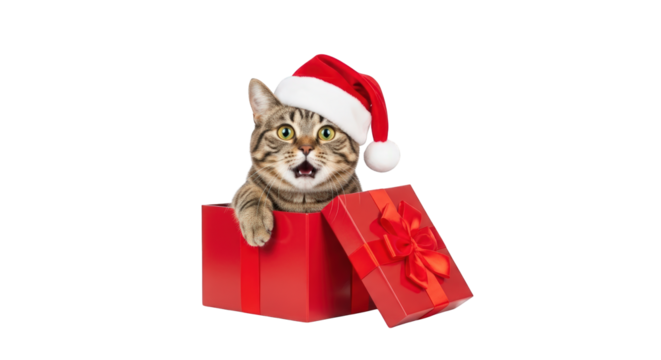 A christmas cat in a gift box. featuring cat, kitten, Christmas. This image is ideal for use in various financial contexts.