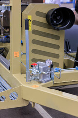 Agricultural machinery and parts of mechanisms on a sunny day. Texture, background for design. 