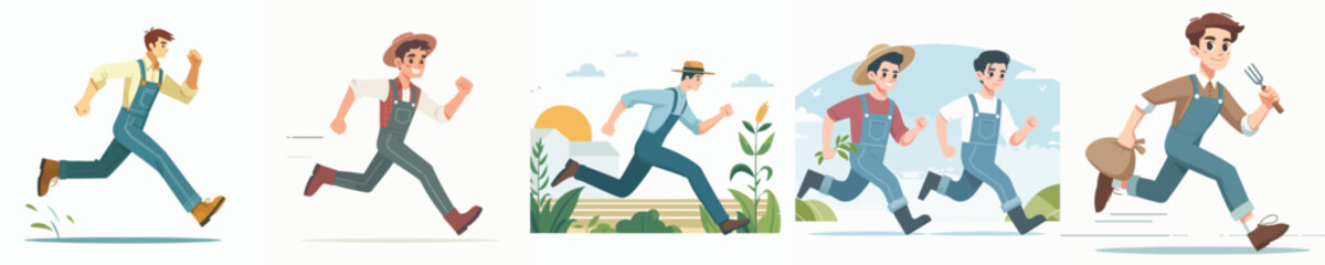 vector character of a male farmer running