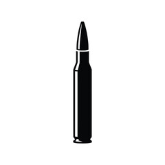 Black and white silhouette of a single rifle cartridge