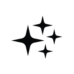 Four black sparkle shapes on white background