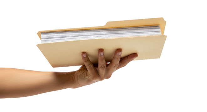 A hand holding file folder documents. featuring hand, holding, file. This image is ideal for use in various financial contexts.