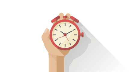 A hand holding red alarm clock. featuring clock, alarm, hand. This image is ideal for use in various financial contexts.