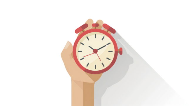 A hand holding red alarm clock. featuring clock, alarm, hand. This image is ideal for use in various financial contexts.