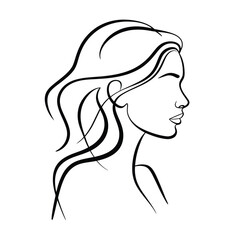 Elegant line art portrait of a woman in profile