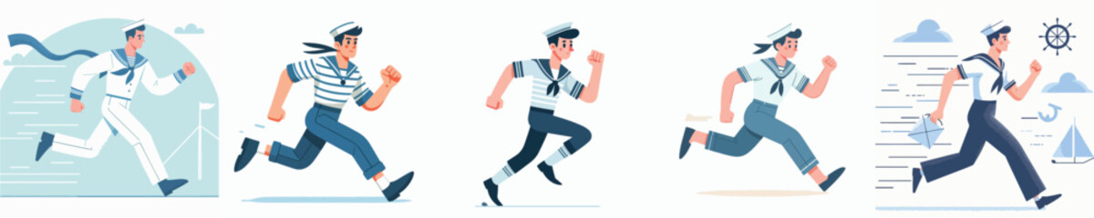 running sailor character vector