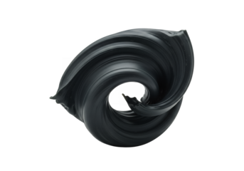 Swirled grey paint glossy  abstract isolated on black vortex form