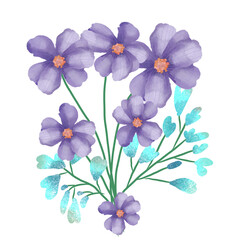 Wedding floral Purple flower watercolors style decoration 