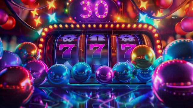 The game interface UI design of the lucky draw machine is made up of many colorful balls, Generative AI Videos.