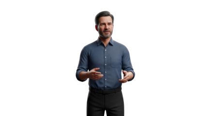 A man presenting with open hands. featuring man, male, person. This image is ideal for use in various financial contexts.