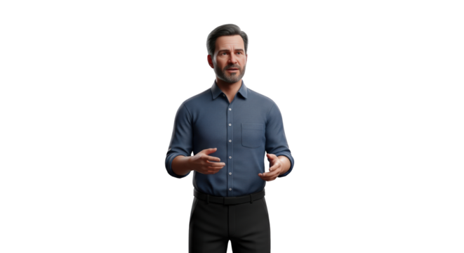 A man presenting with open hands. featuring man, male, person. This image is ideal for use in various financial contexts.