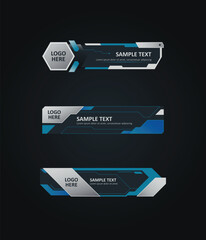 A collection of three sleek, technology-inspired lower-third overlays in vector format.
