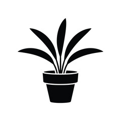 Simple silhouette of a potted houseplant