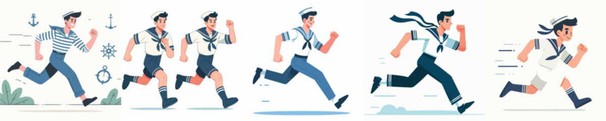 running sailor character vector