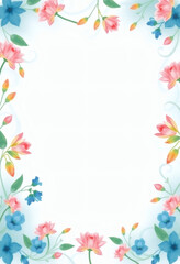 Obraz premium Watercolor Flowers Floral Frame: Botanical Illustration with Soft Pastel Colors for Greeting Card Template and Invitation Background – Artistic Decorative Border Design Ideas