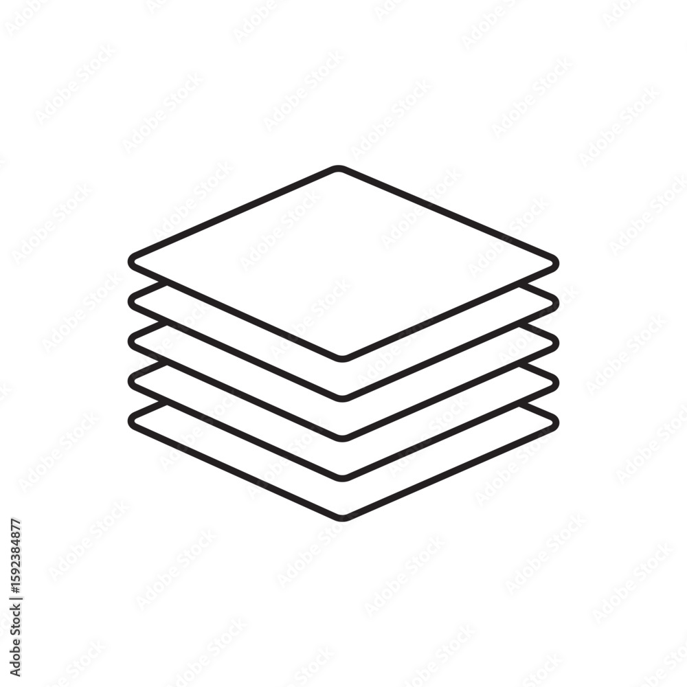 Poster layers vector icon set in black color. layers icon thin line illustration set