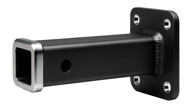 Receiver hitch with a square tube opening and reinforced welds