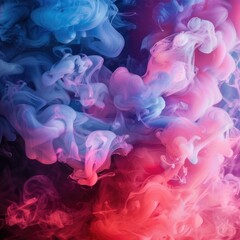 Abstract swirling clouds of vibrant pink, blue, and purple hues in a dark background, creating a mesmerizing, ethereal effect